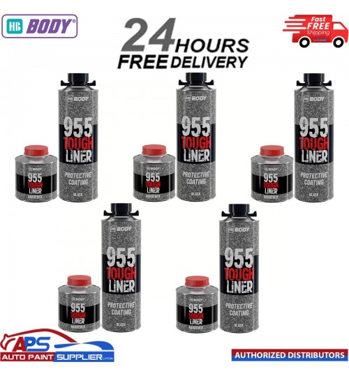 10x HB BODY 955 TOUGH BED LINER COATING 1 BOTTLE KIT WITH HARDENER - BLACK